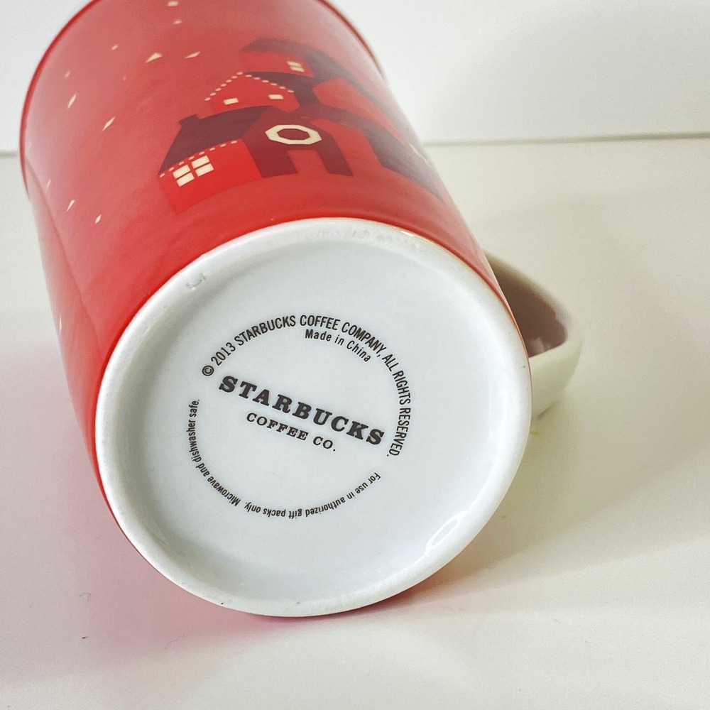 Starbucks Coffee Co. 2013 Ceramic Christmas Holiday Red Village Cup Mug 16 Oz - Picture 8 of 8